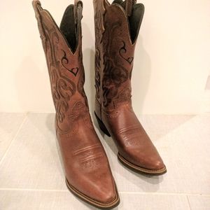 Justin Stampede Dark Brown Leather Cowboy Boots!